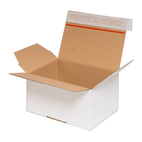 Schnellaufrichtekarton Aufreissfaden Automatikboden SK Verschluss weiss