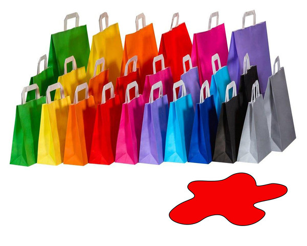 Papiertragetaschen Papiertaschen Flachhenkel 22x10x28cm rot 70gr. 