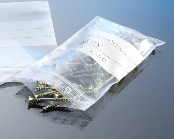 100x Druckverschlussbeutel 100 x 150mm mit Stempelfeld